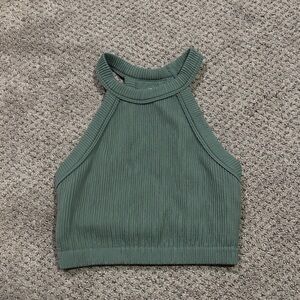 Aerie Ribbed Halter Crop Top - Teal